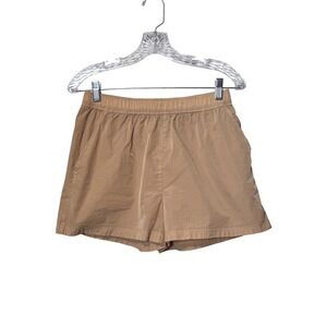 Tna Aritzia Tan Brown Nylon Elastic Waist Sporty Casual Shorts Womens Small